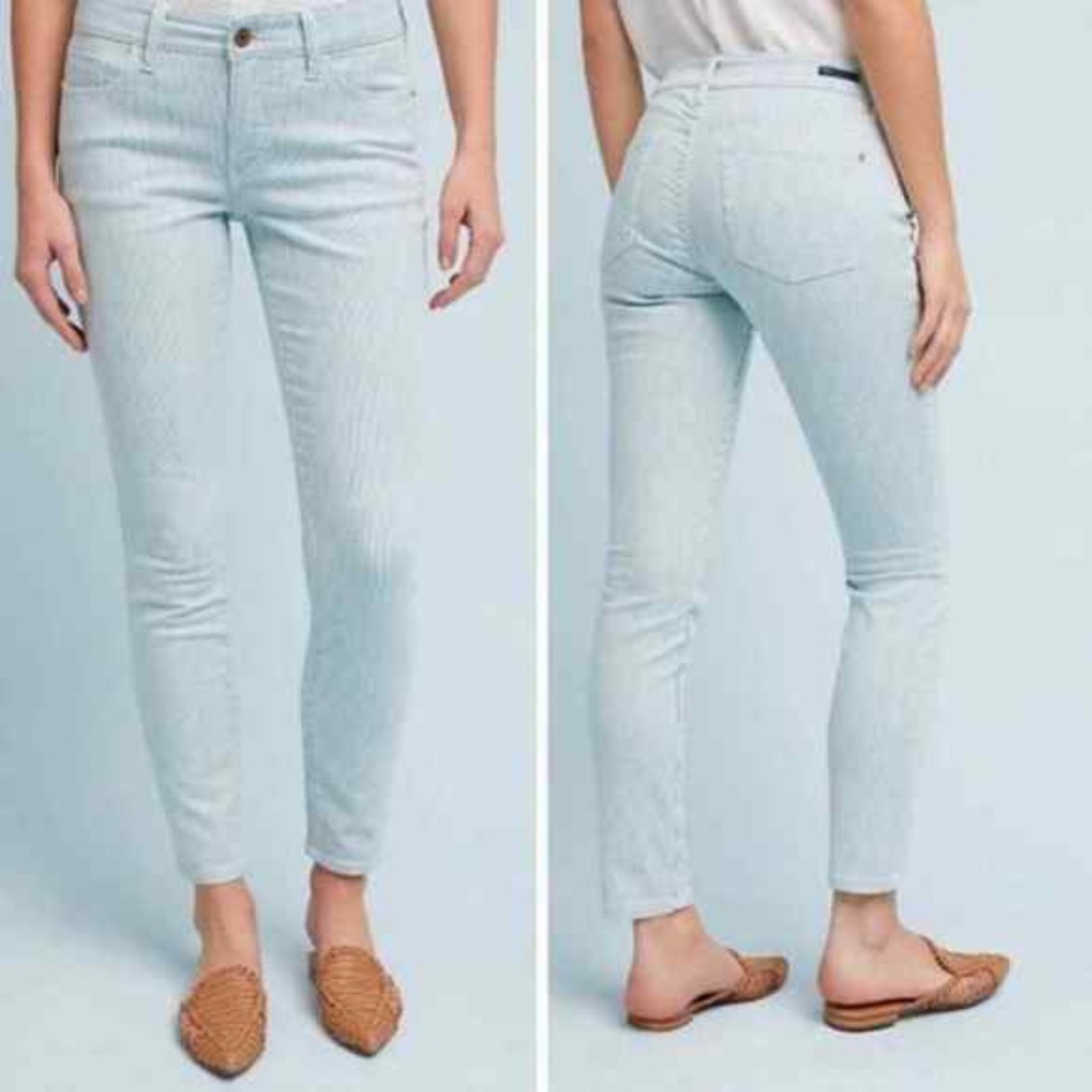 ANTHROPOLOGIE | Pilcro Railroad Stripe Mid Rise Skinny Jeans (Size 26)